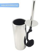 Ёрш  для унитаза напольный , круглый ПРЕМИУМ с ИЗОГНУТЫМ ЁРШИКОМ , БЕЗШОВНЫЙ  из нержавеющей полиров